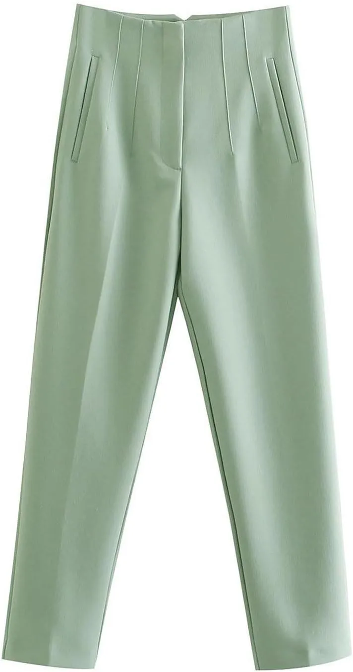Dress Pants Women Business Casual Work Pants High Waisted Straight Leg Slacks Pull On Suit Pants Stretch Trousers