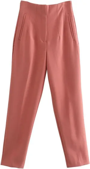 Dress Pants Women Business Casual Work Pants High Waisted Straight Leg Slacks Pull On Suit Pants Stretch Trousers