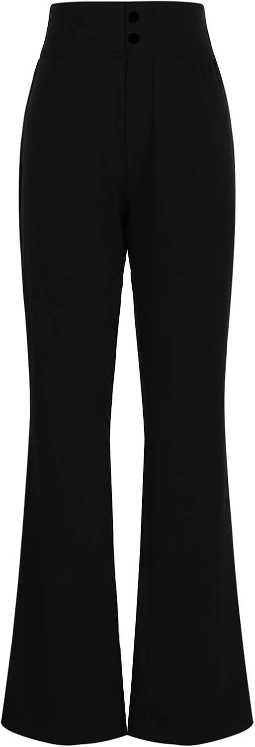 Dress Pants Women, Workout Pants High Waist Stretchy Wied Leg Comfy Palazzo Casual Trousers Business Office Slacks