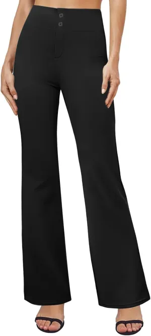 Dress Pants Women, Workout Pants High Waist Stretchy Wied Leg Comfy Palazzo Casual Trousers Business Office Slacks