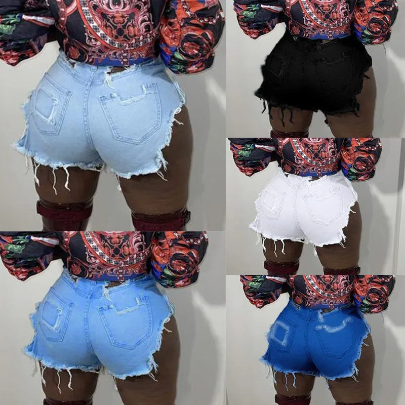 Elegant Street Ripped Stretch Denim Women's Shorts