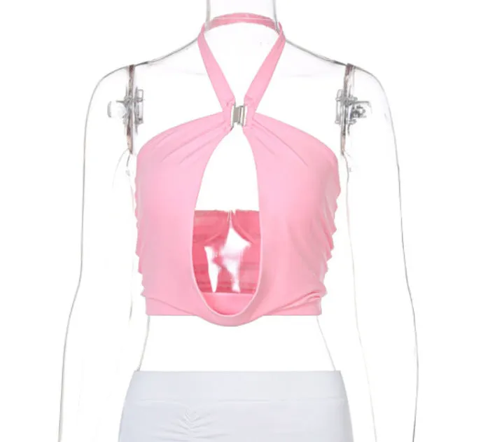 Europe Summer Trendy Halter Tops Women Niche Sexy Mid-Length Skirt