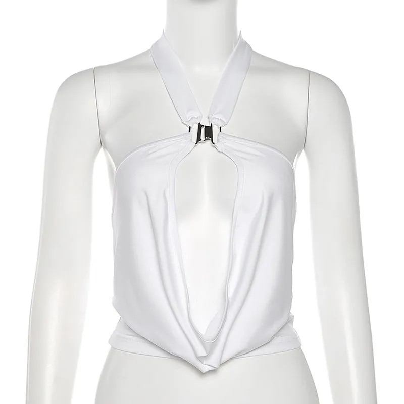 Europe Summer Trendy Halter Tops Women Niche Sexy Mid-Length Skirt