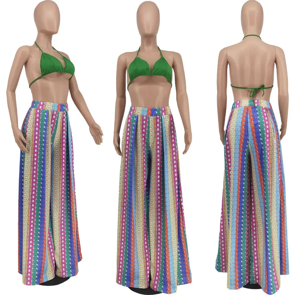 European and American trend geometric print pants Street casual sports plus size pants