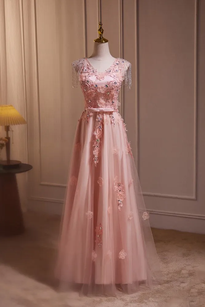 Exquisite Sleeveless V-Neck Prom Dress with Rhinestones