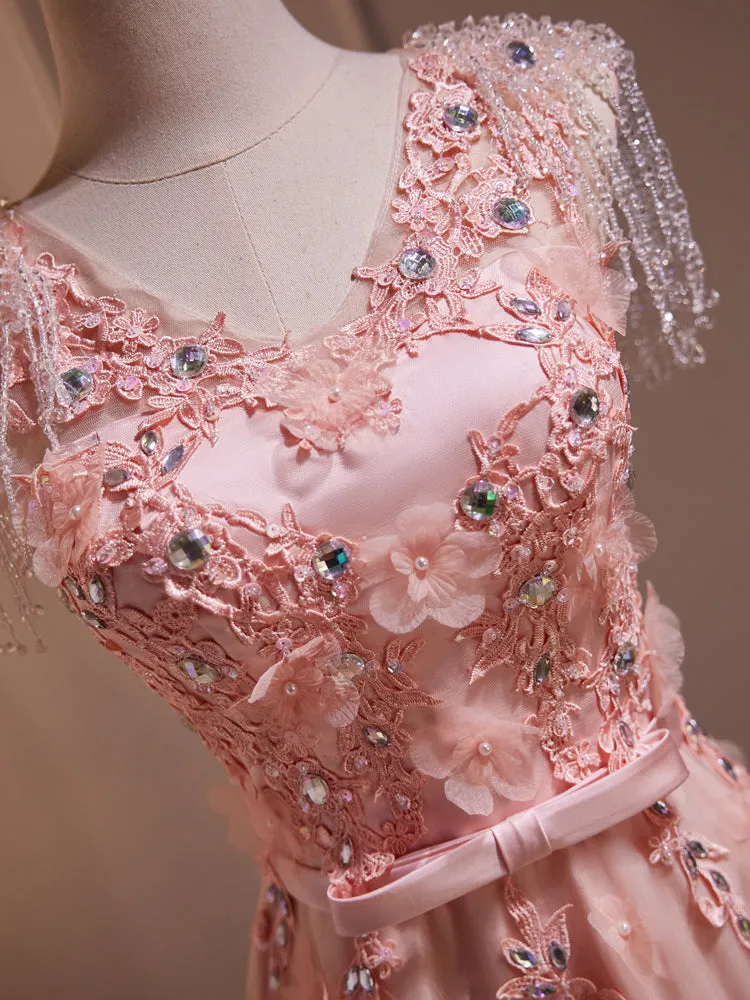 Exquisite Sleeveless V-Neck Prom Dress with Rhinestones