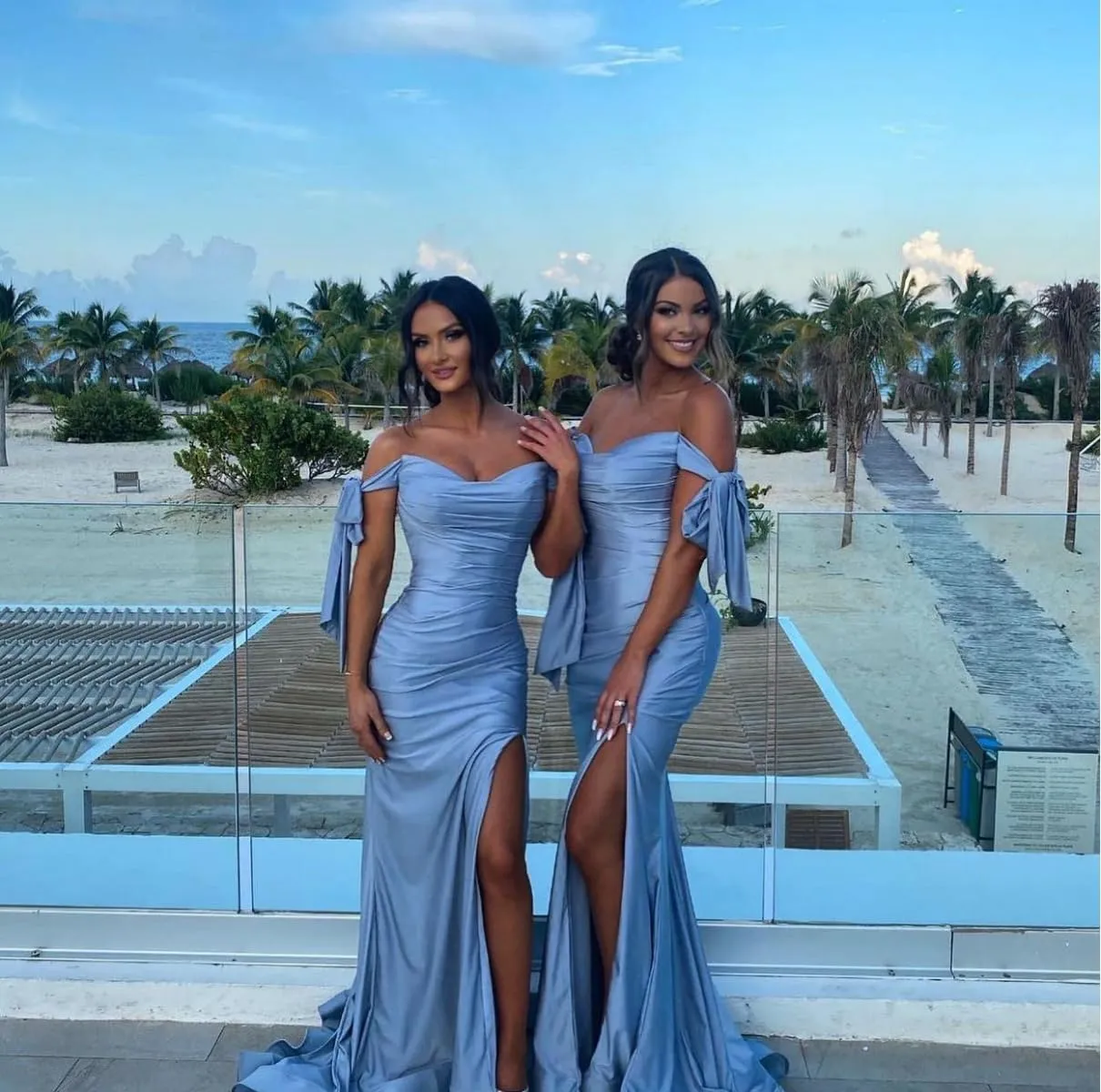 Fivsole Bridesmaid Dresses for Women Off Shoulder Satin Prom Dress Mermaid Long Formal Dresses