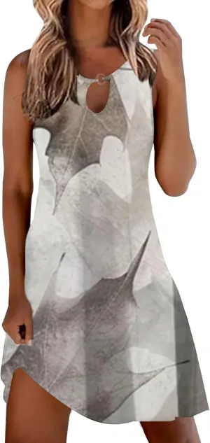 Floral Sundresd Sun Dresses for Women 2025 Vacation Beach Casual Summer Sundresses Sleeveless Tank Short Boho Dress