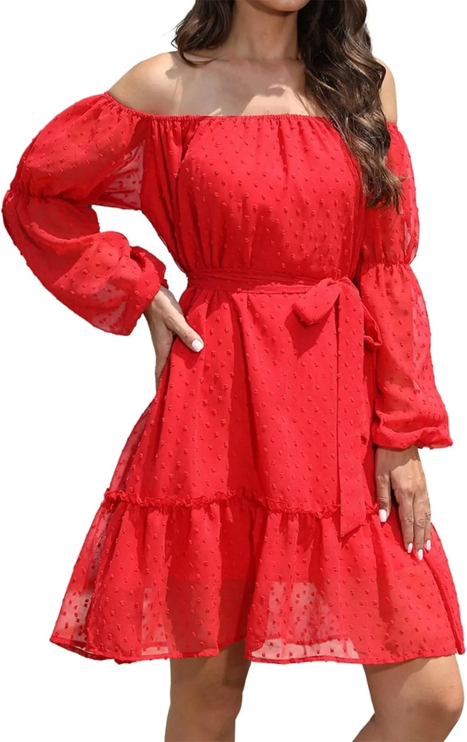 Flowy Dresses for Women 2025 Summer Tube Top Short Dress Off-Shoulder Ruffled Swing Mini Dresses Boho Jumpsuit