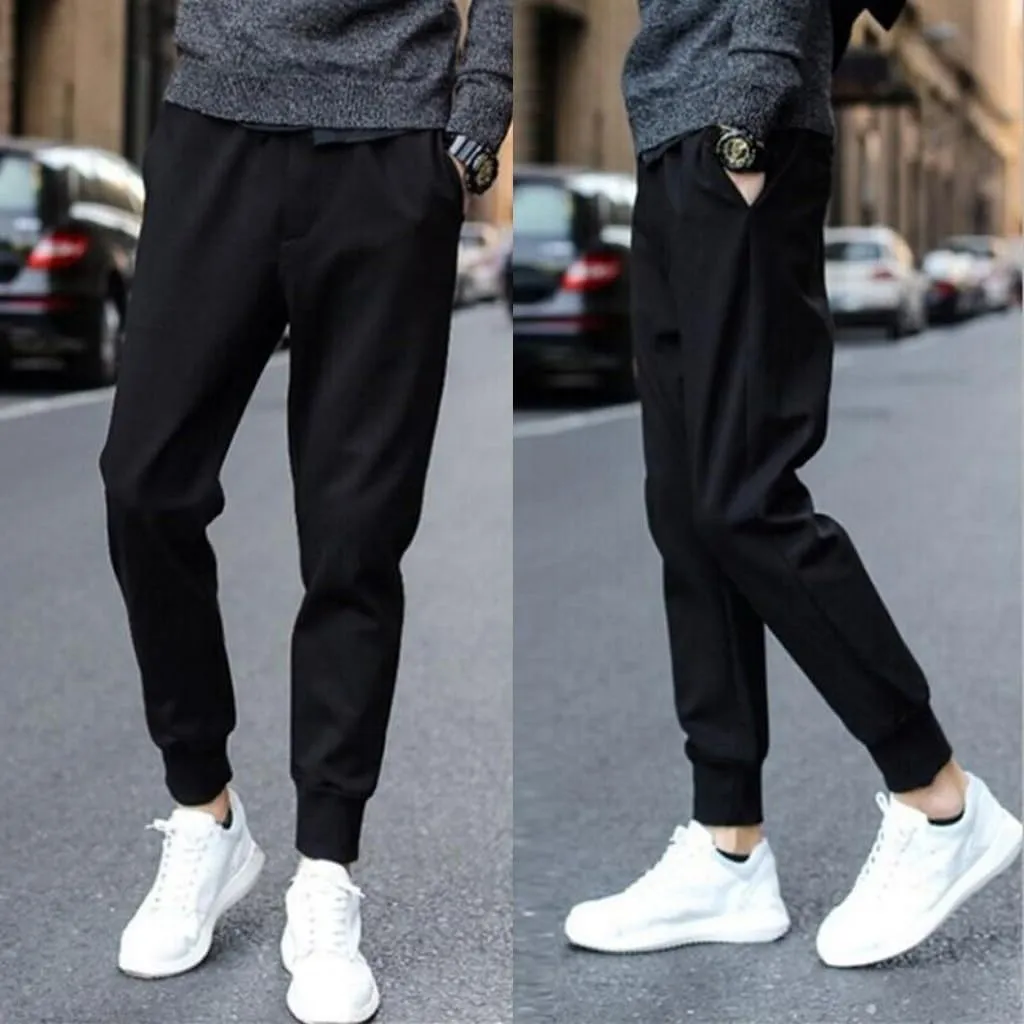 GIERIDUC Dress Pants for Men's Classic Fit Mens Casual Pants Relaxed Fit Running Tights with Pocket Fake Leather Mens Pants