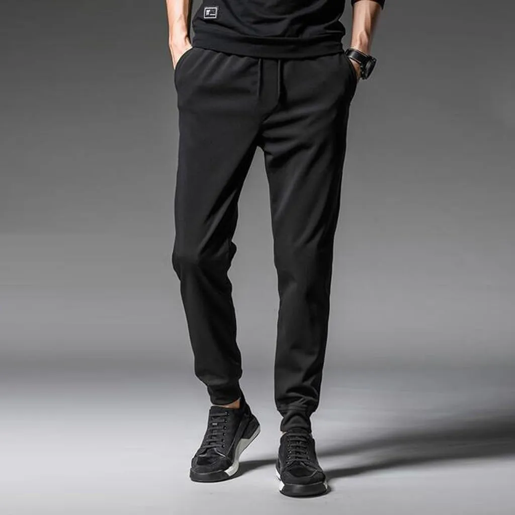 GIERIDUC Dress Pants for Men's Classic Fit Mens Casual Pants Relaxed Fit Running Tights with Pocket Fake Leather Mens Pants