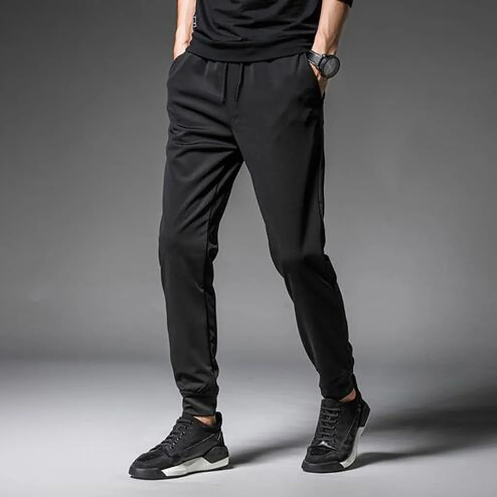 GIERIDUC Dress Pants for Men's Classic Fit Mens Casual Pants Relaxed Fit Running Tights with Pocket Fake Leather Mens Pants