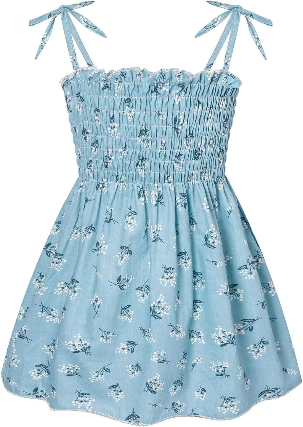 Girls Spaghetti Strap Dress Floral Print Sleeveless Summer Beach Casual Sundress A-line Mini Dresses