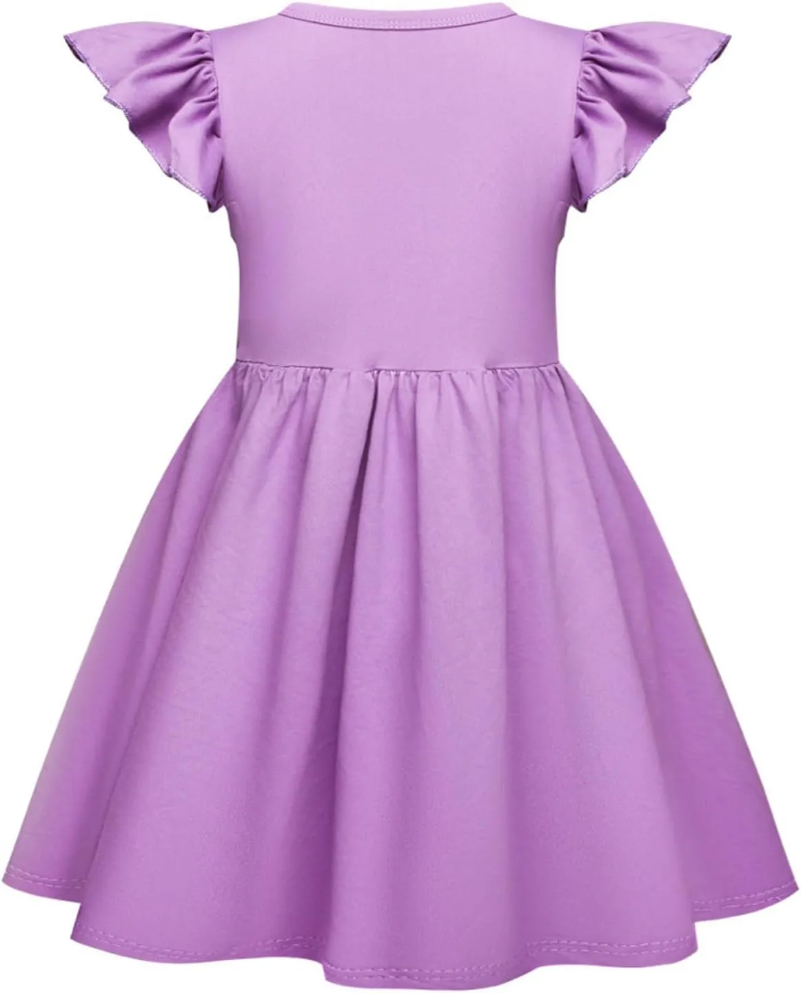 Girls Summer Dresses Double Layer Flutter Sleeve Flowy A-Line Sundress Casual Gradient Midi Dresses for 3-8 Years