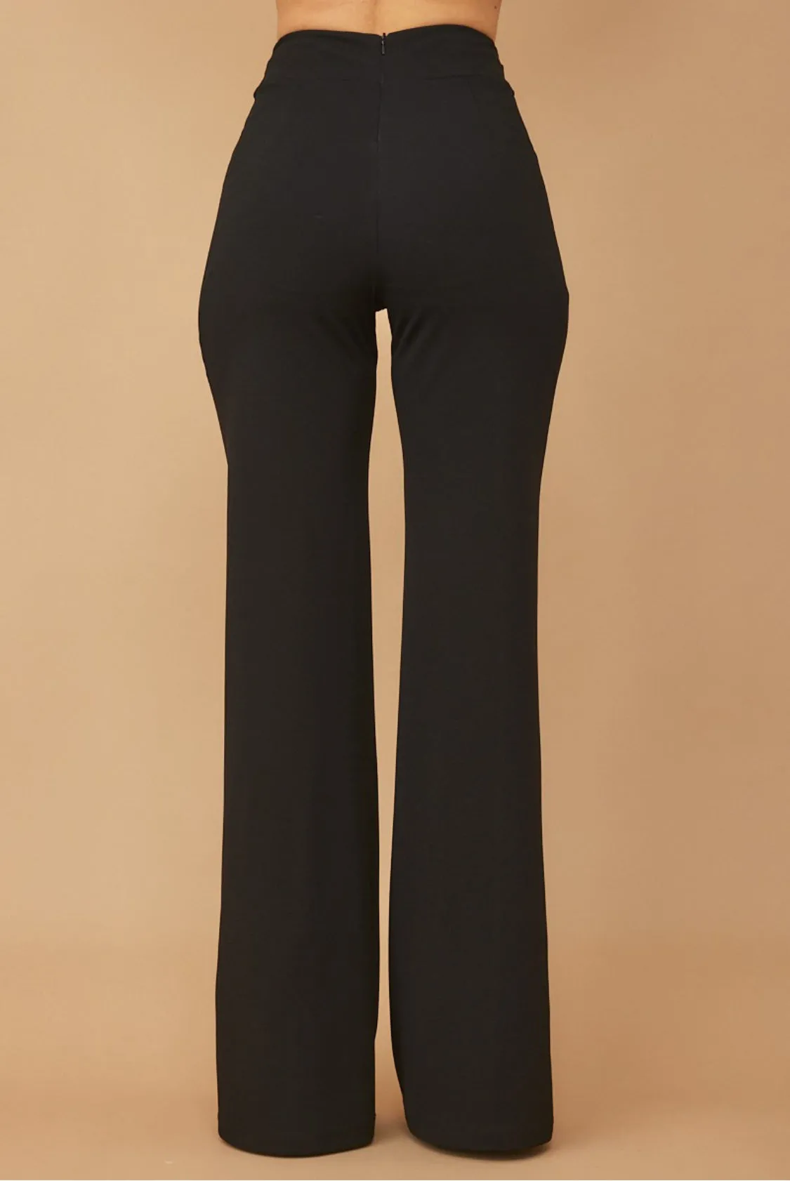 Gold Buckle Black Dress Pants