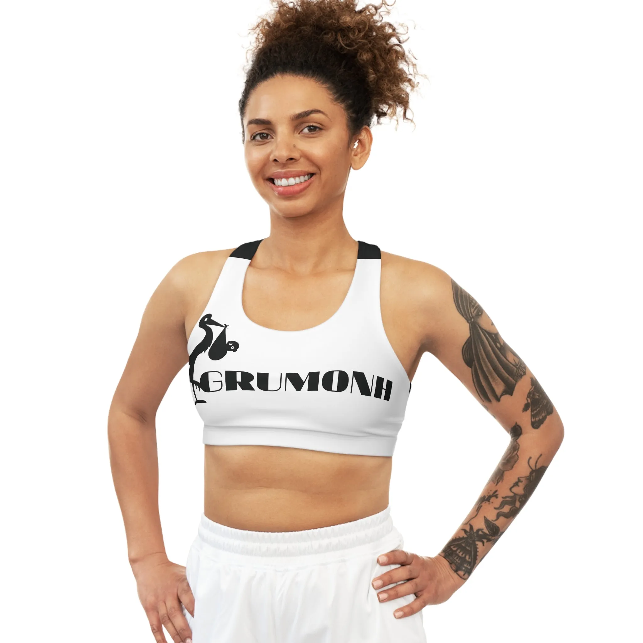 GRUMONH Seamless Sports Bra Black back