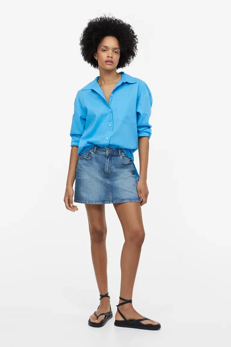 H&M Linen Blend Shirt, Blue