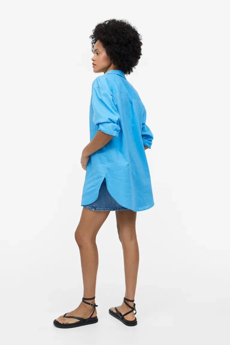 H&M Linen Blend Shirt, Blue
