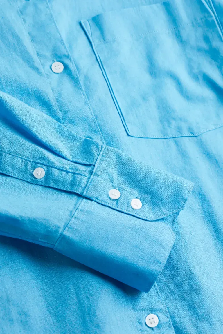 H&M Linen Blend Shirt, Blue