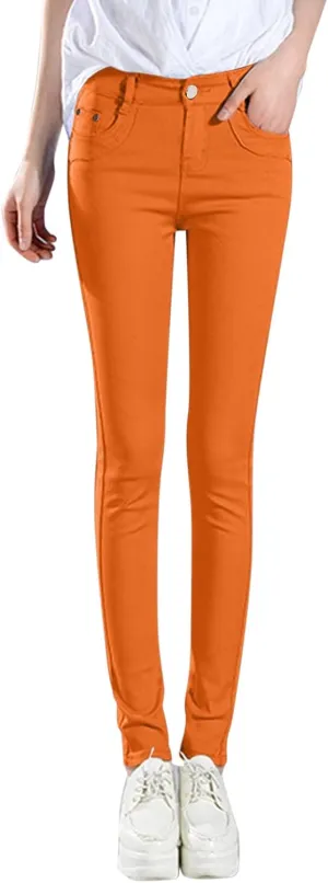 High Waisted-Rise Colored Stretch Skinny Destroyed Ripped Distressed Jeans for Women