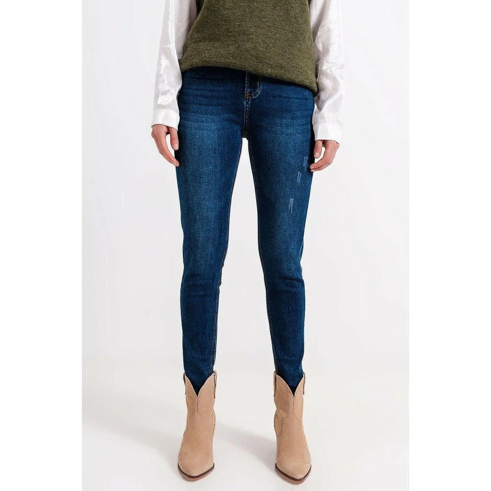 High Waisted Skinny Jeans in Blue Wash