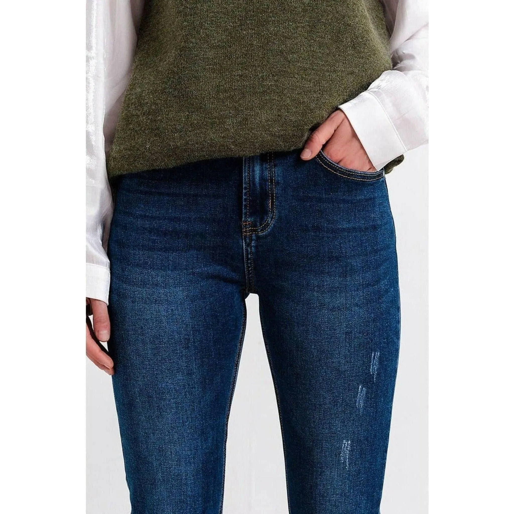 High Waisted Skinny Jeans in Blue Wash