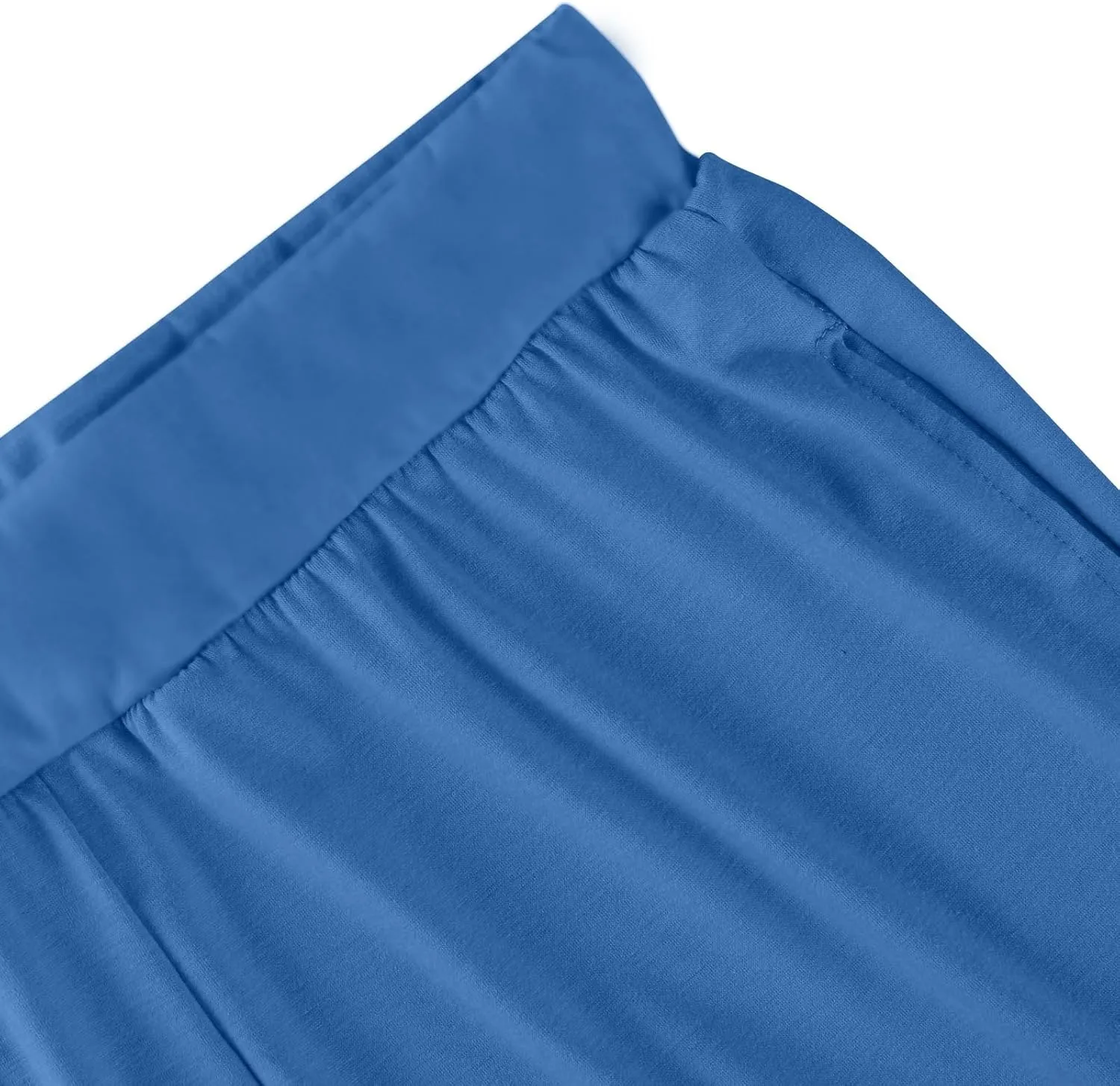 High Waisted Trousers Women Flowy Long Wide Leg Sweatpants Loose Fit Pleated Pull On Vacation Trousers with Pockets