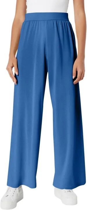 High Waisted Trousers Women Flowy Long Wide Leg Sweatpants Loose Fit Pleated Pull On Vacation Trousers with Pockets