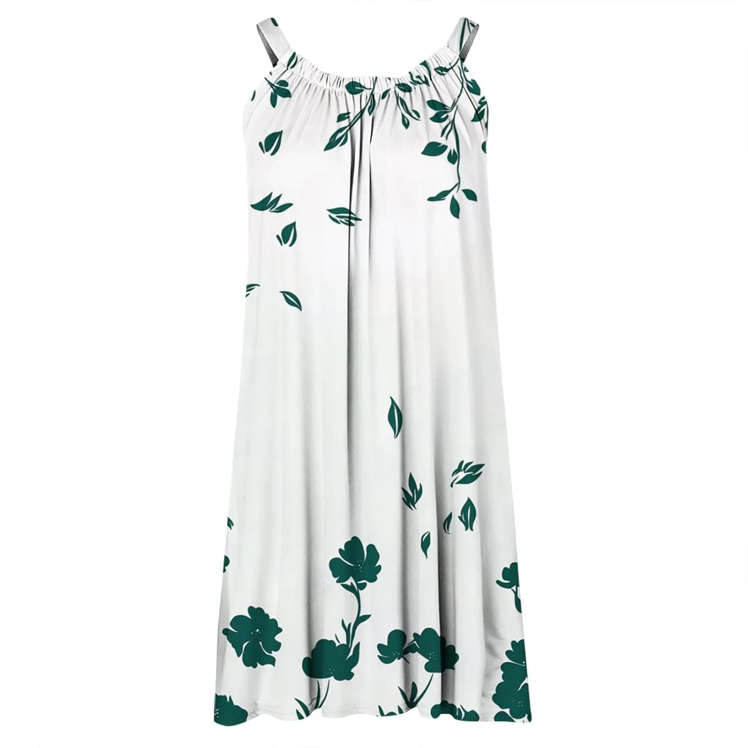 hlysgo Women's Summer Casual Beach Sundress 2025 Vacation Sleeveless Crewneck Tank Dress Ladies Loose Coverup Mini Dresses
