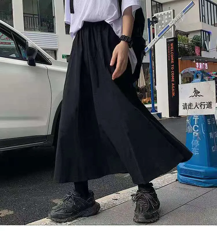 Japanese Cargo Women Summer Hong Kong White Flare Elastic Waist College Fresh Looking Skirt Mid-Length Skirt