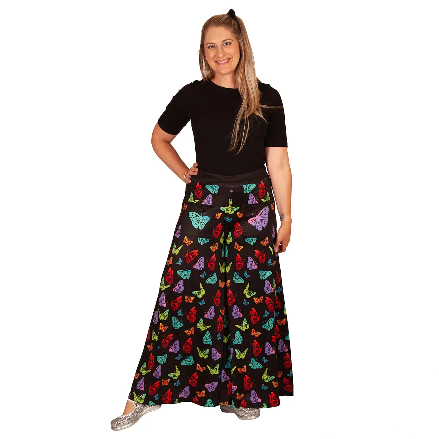 Kaleidoscope Wide Leg Pants With Pockets