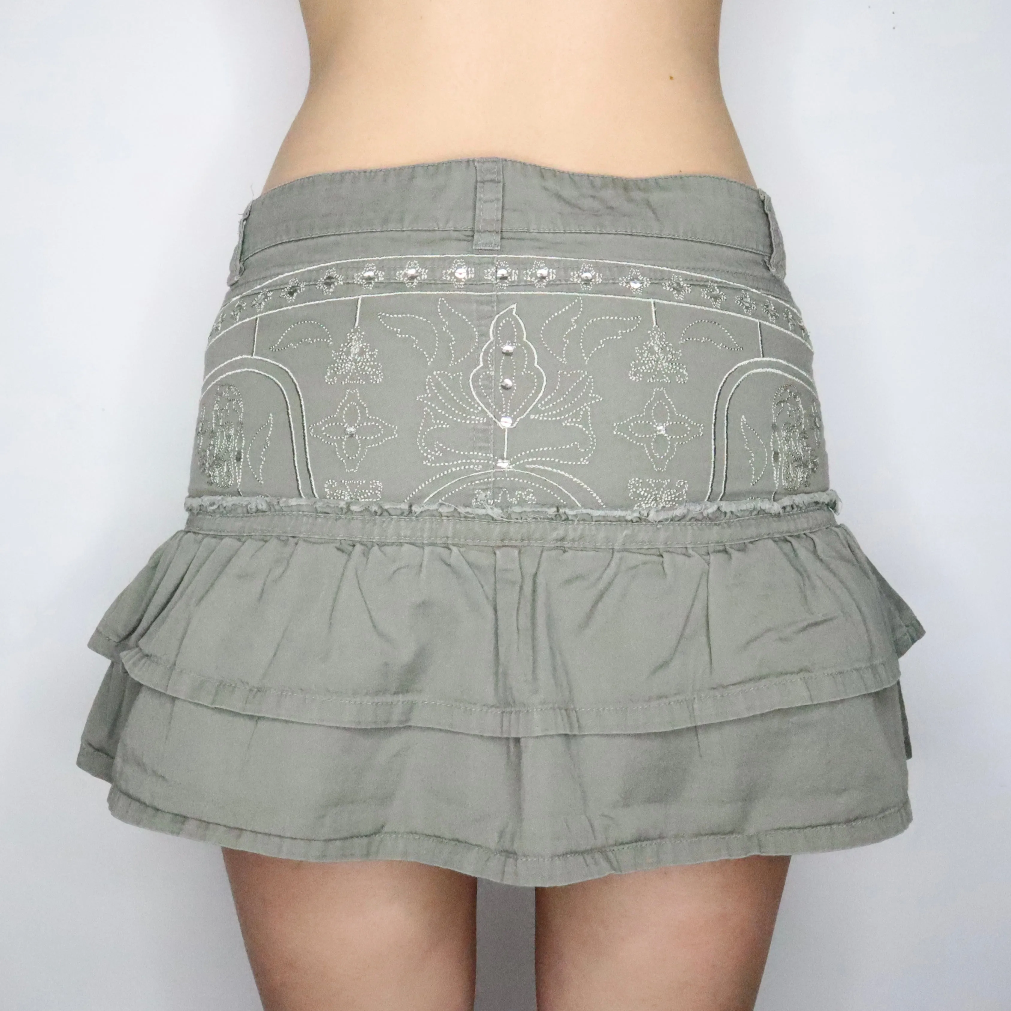 Khaki Green Mini Skirt (Small)