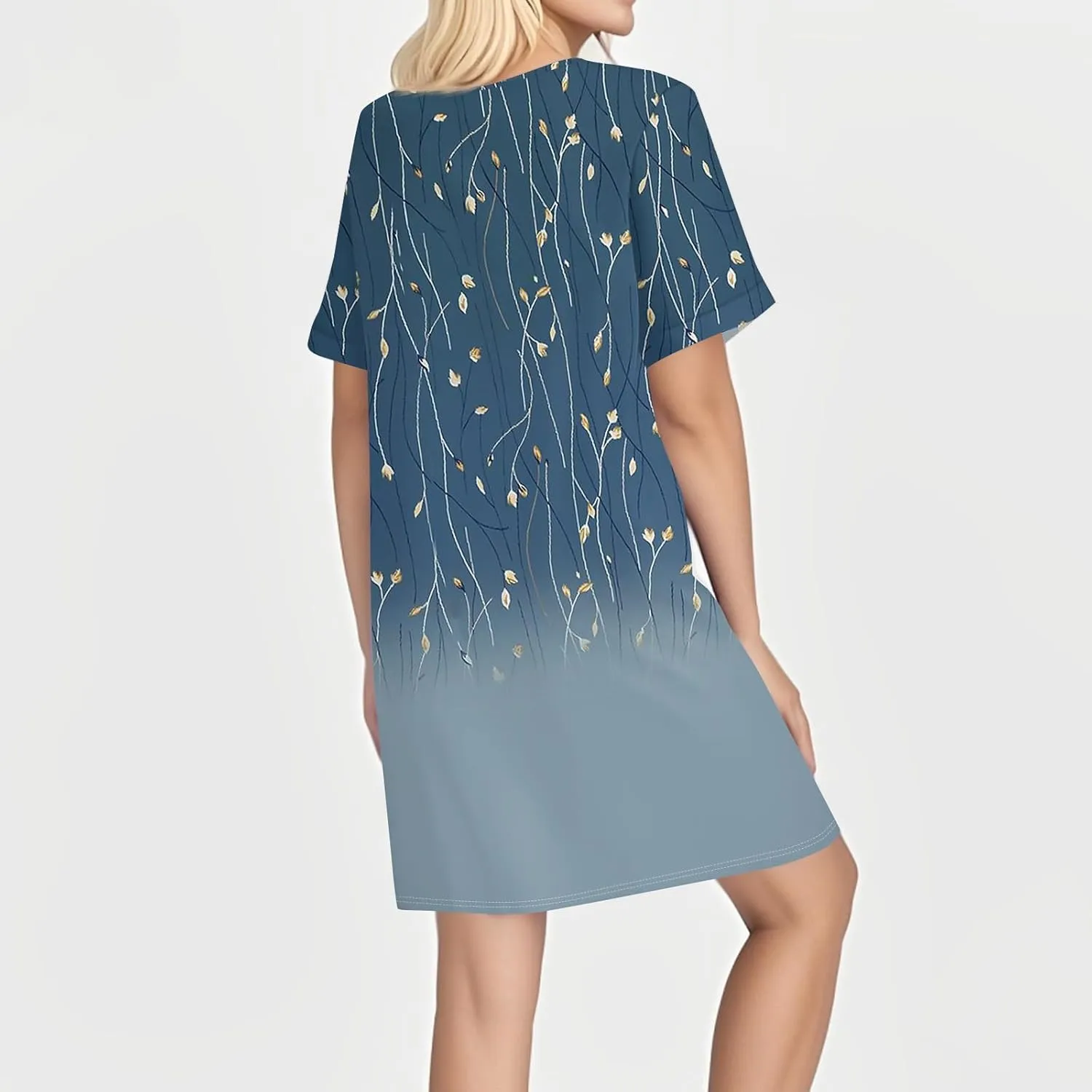KUIOLYPOER Womens Summer Shirt Dress Short Sleeve Floral Shift Button Dress Casual Loose Flowy Beach Sundress