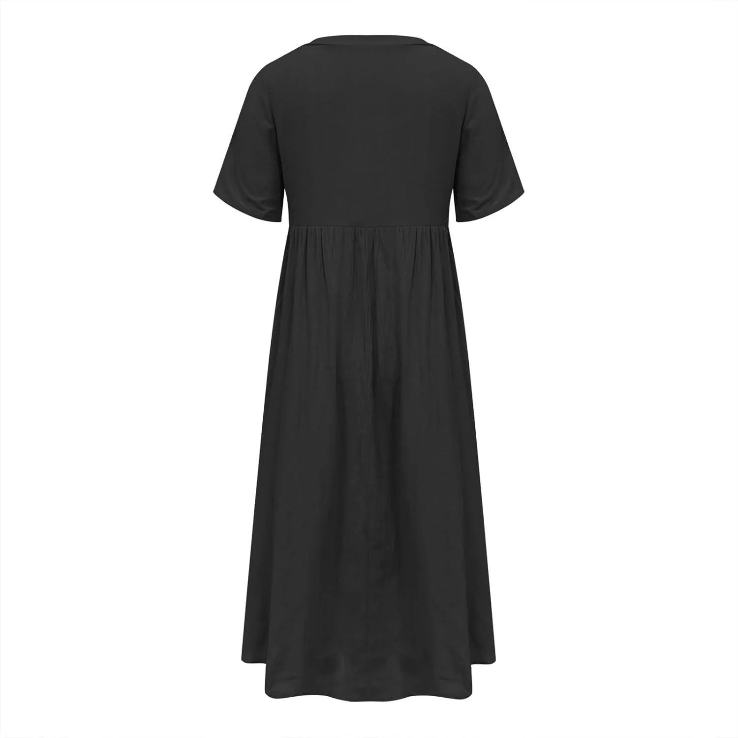 LEMONONSTORE Crochet Lace Dress for Women Button V Neck Short Sleeve Summer Dresses Casual Loose Fit Lounge Vacation Clothes