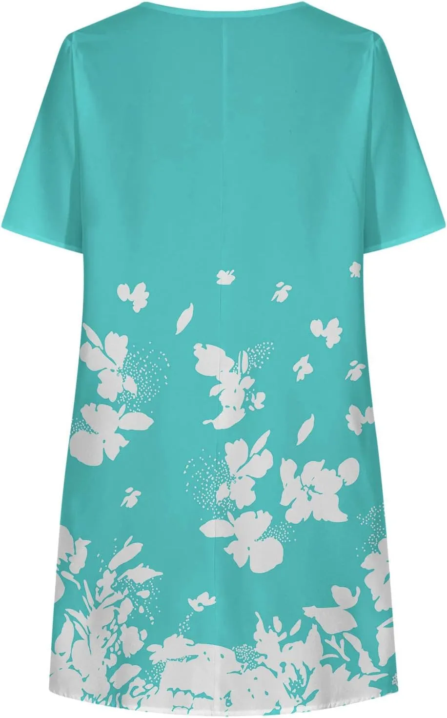 LFEOOST Long Dress for Women Summer Fashion Casual Short Sleeve Round Neck Floral Print Loose Beach Dress with Pocket