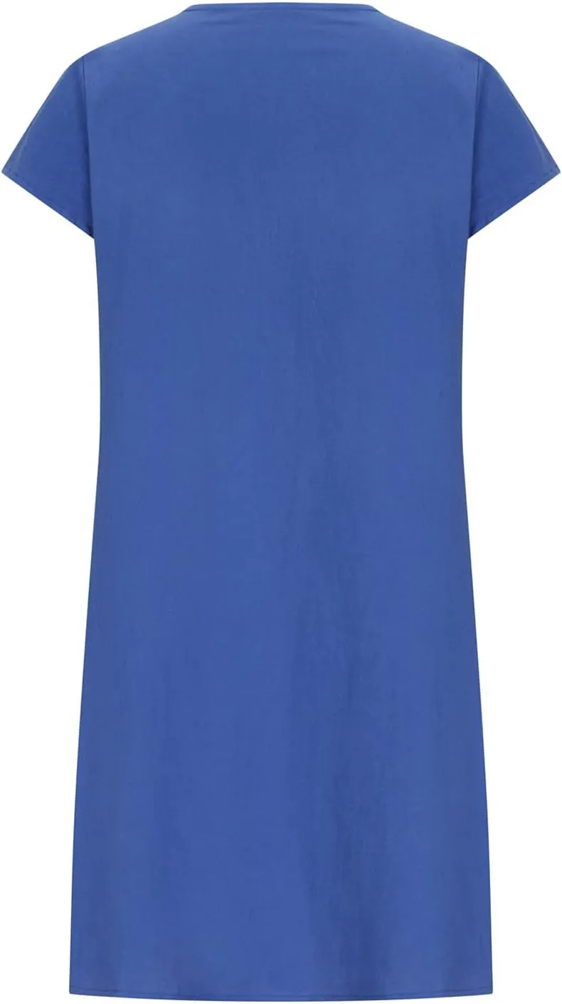 Linen Dress for Women Summer Pleated a Line Travel Sundress Crewneck Short Sleeve Dresses Vacation Casual Dress 2025