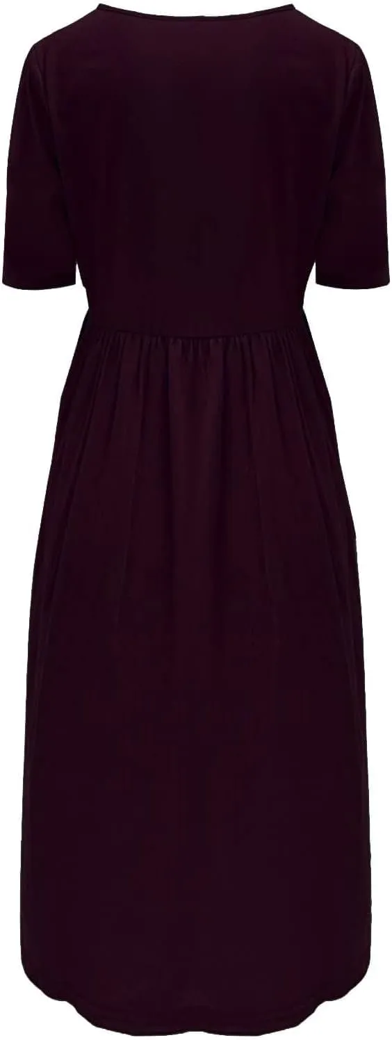 Linen Dresses for Women 2025 Short Sleeve Ribbed Knit Dresses a Line Flowy Business Sundress Basic Mini Work Dress