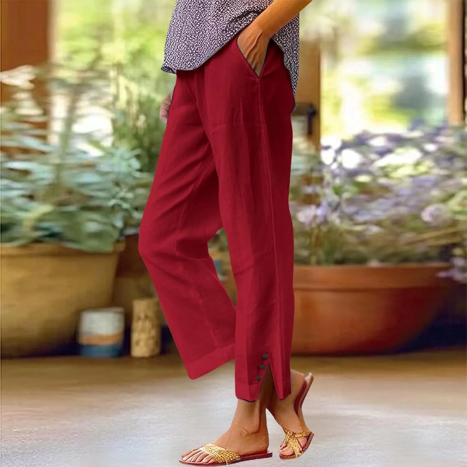Linen Pants Women Summer Loose Casual Pants for Women Cotton Gauze Pant Plus