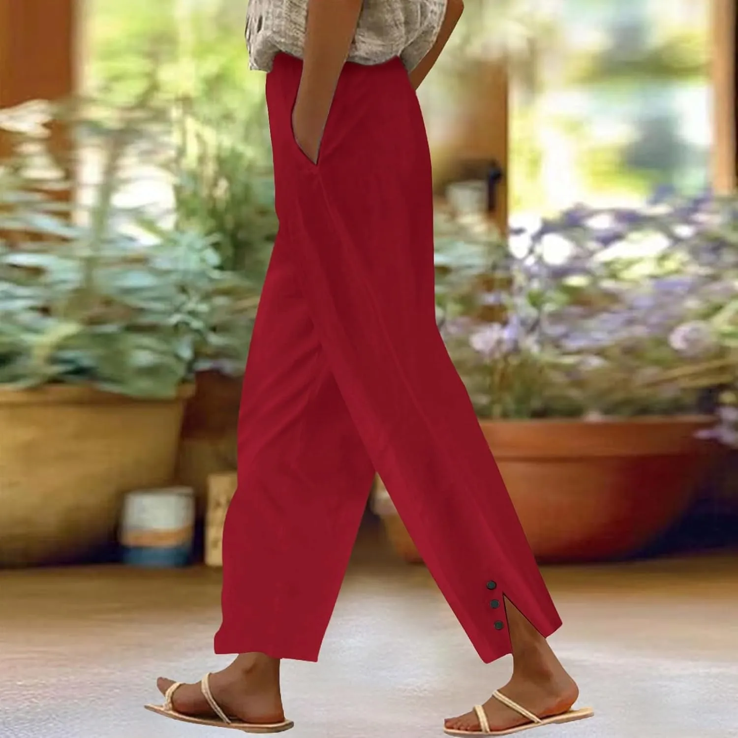 Linen Pants Women Summer Loose Casual Pants for Women Cotton Gauze Pant Plus