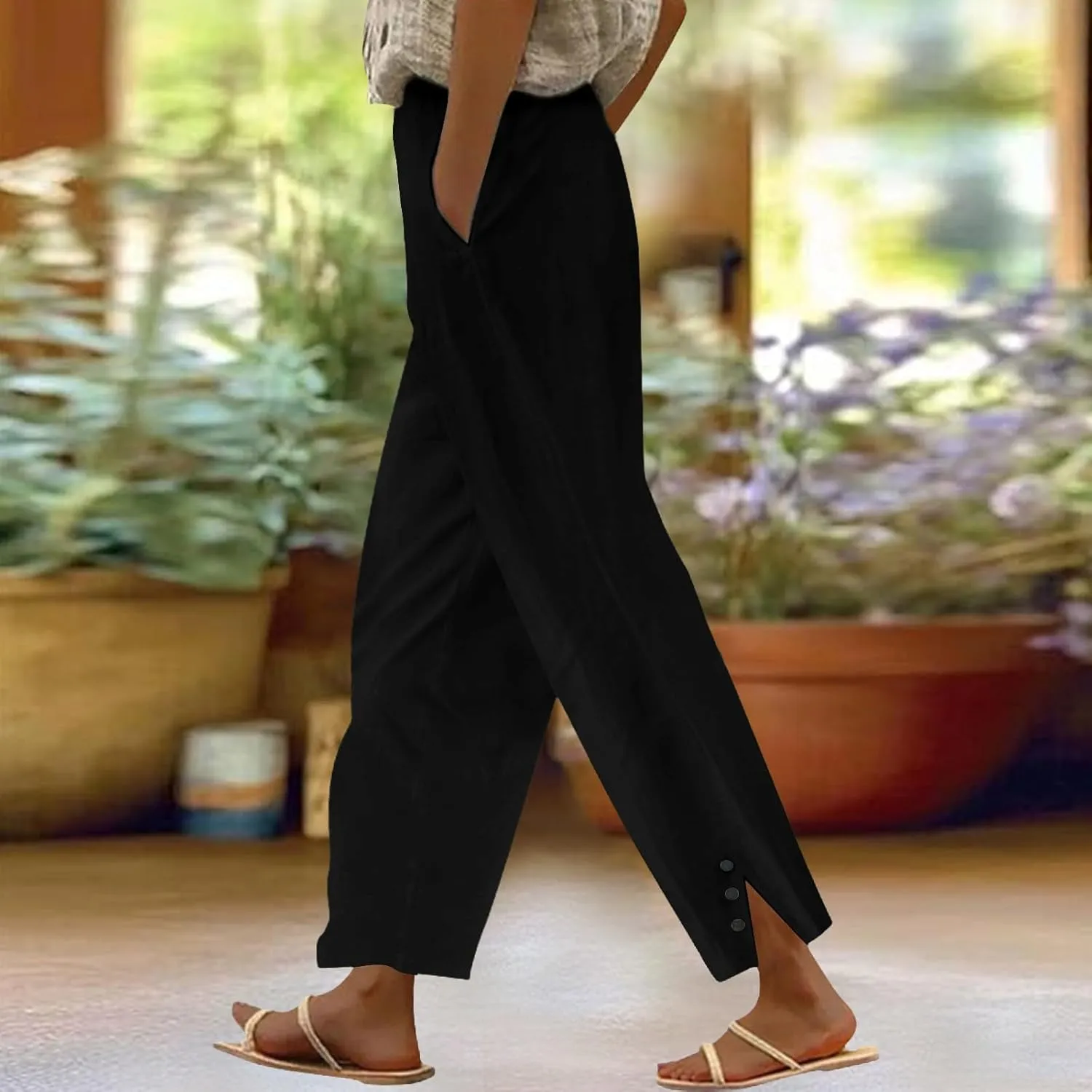 Linen Pants Women Summer Loose Casual Pants for Women Cotton Gauze Pant Plus