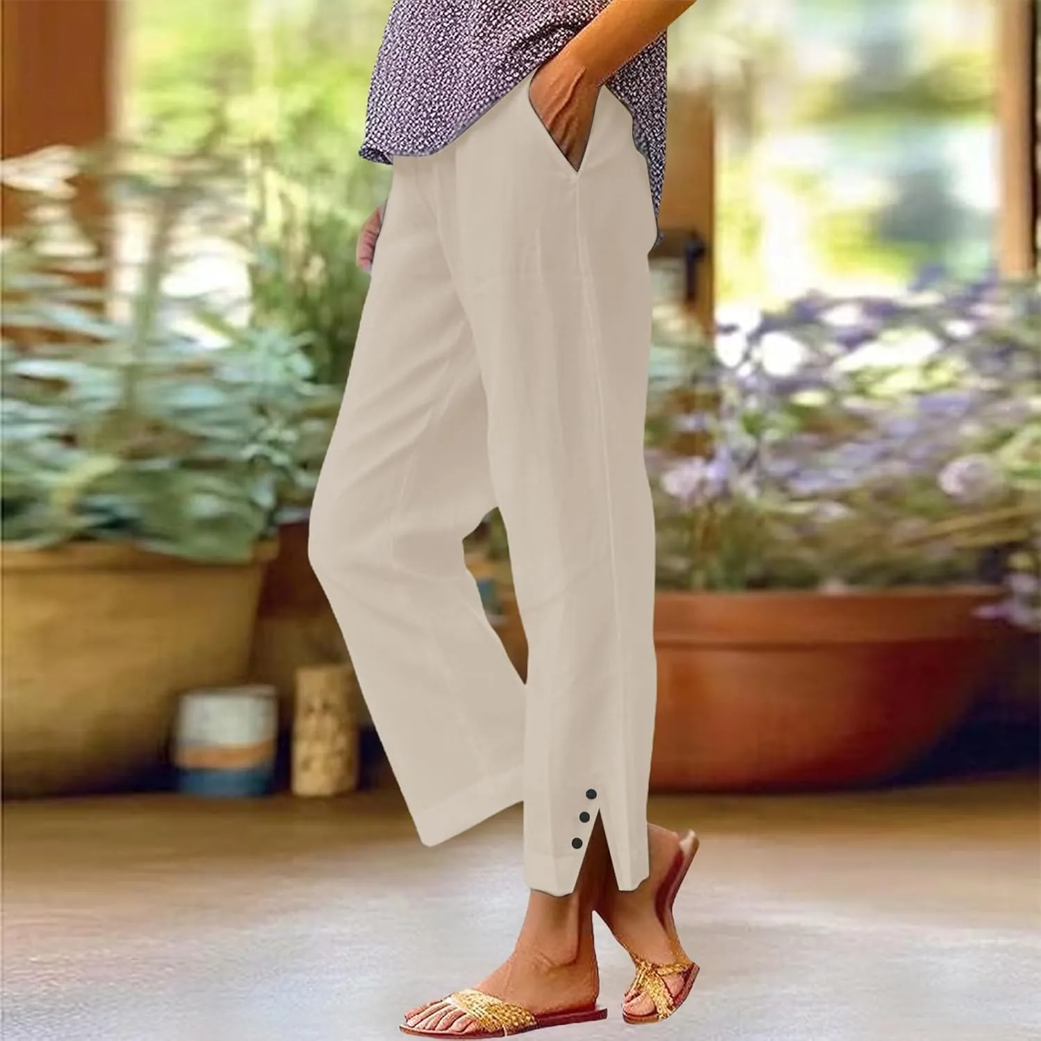 Linen Pants Women Summer Loose Casual Pants for Women Cotton Gauze Pant Plus