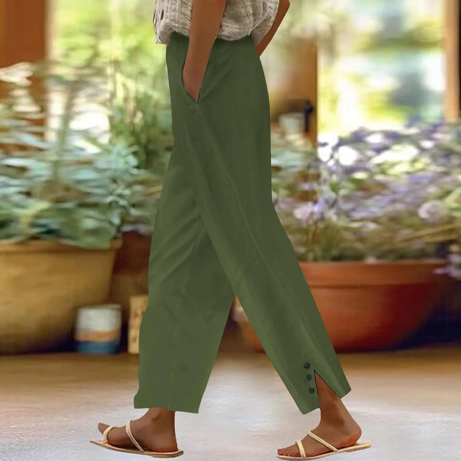 Linen Pants Women Summer Loose Casual Pants for Women Cotton Gauze Pant Plus