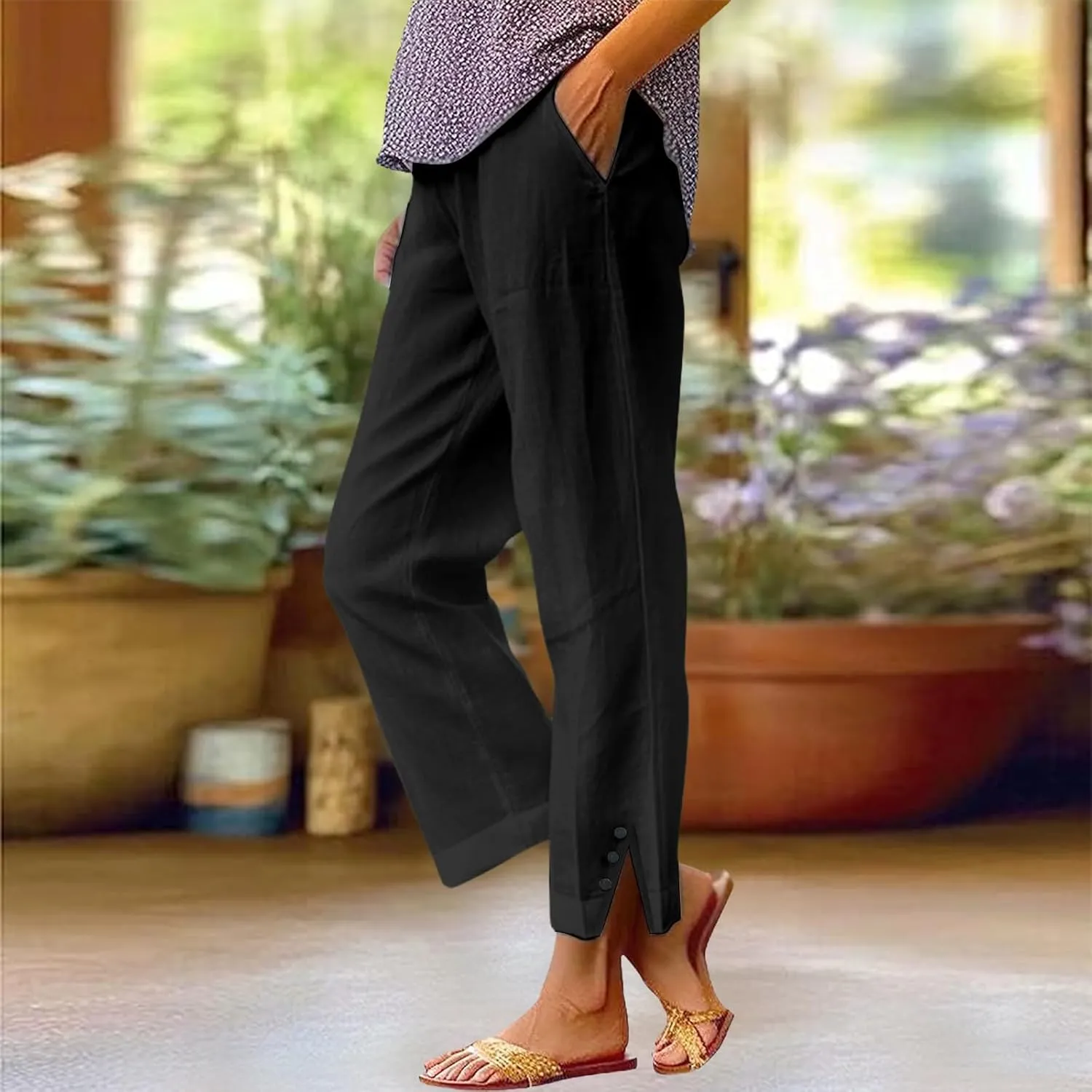 Linen Pants Women Summer Loose Casual Pants for Women Cotton Gauze Pant Plus