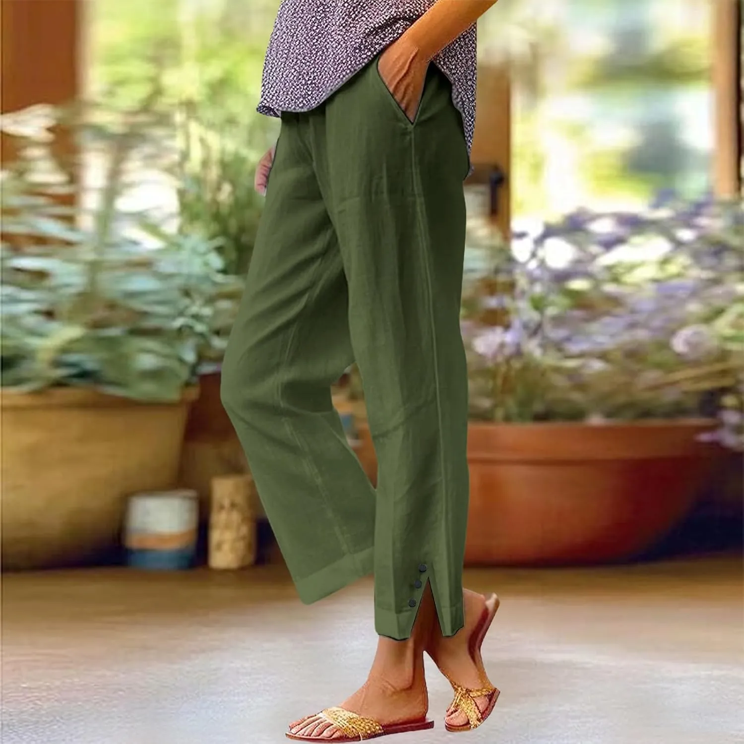 Linen Pants Women Summer Loose Casual Pants for Women Cotton Gauze Pant Plus