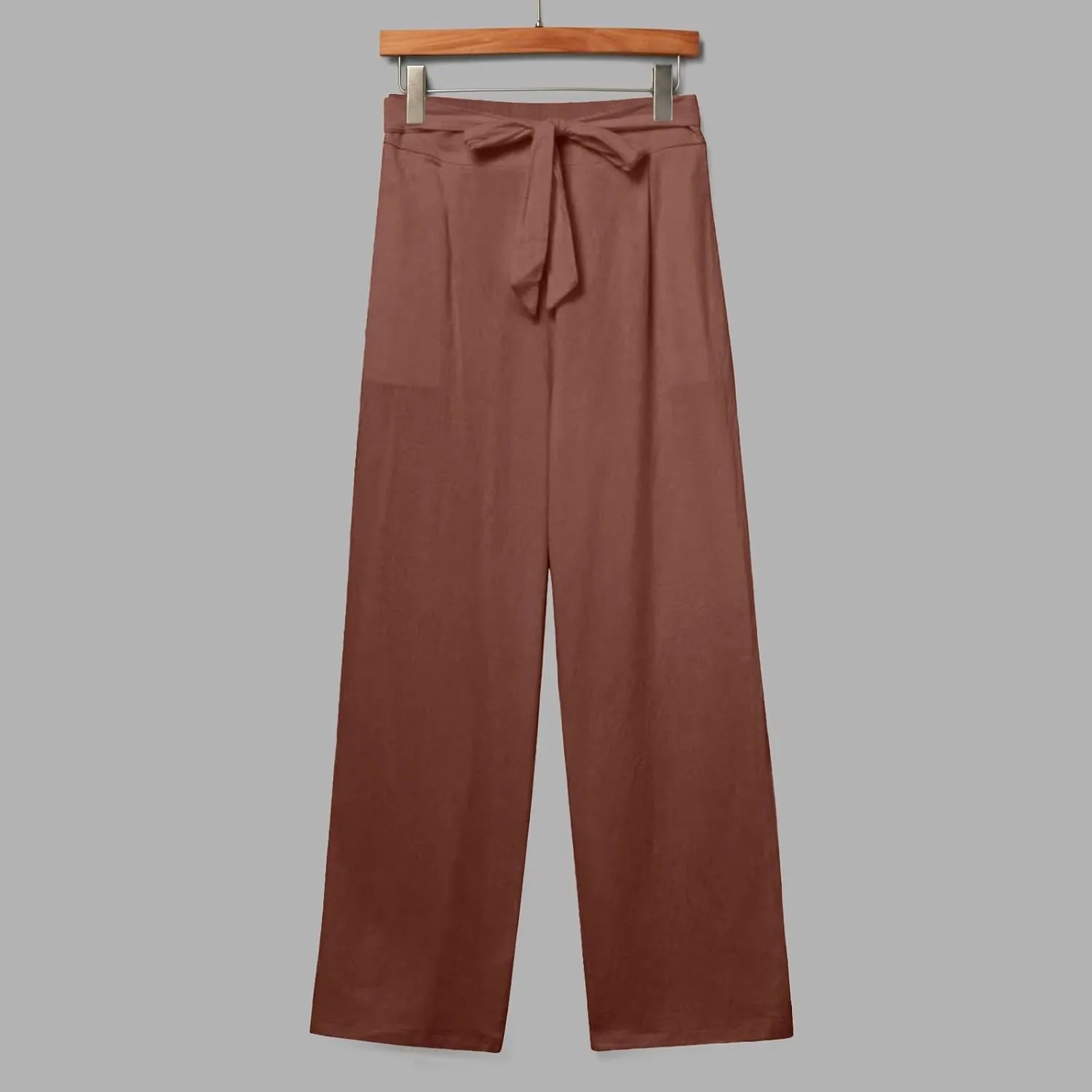 Linen Pants Women Summer Straight Leg High Waisted Work Pants with Pockets Plus Size Elastic Waist Pants Trousers