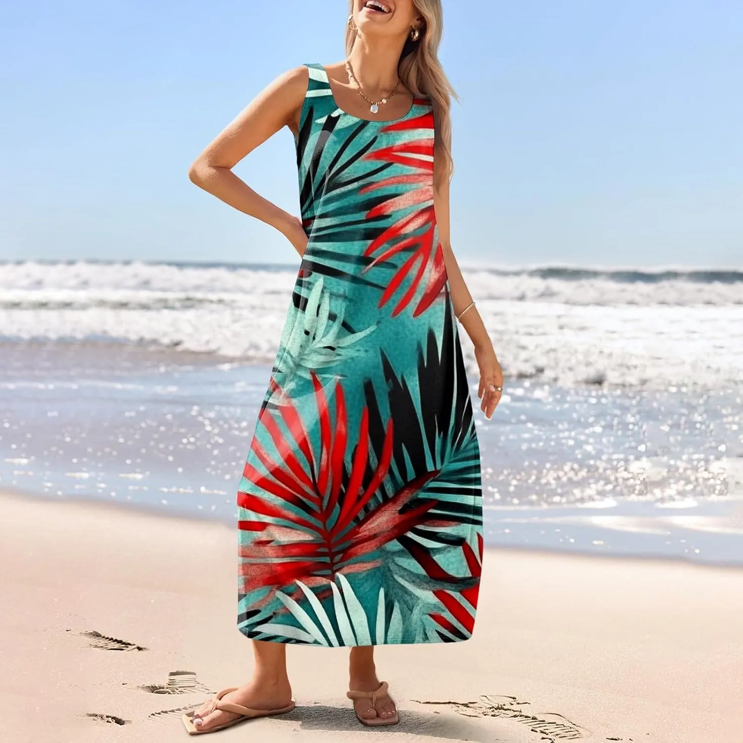 Long Summer Dresses for Women Casual Boho Flowy Maxi Dress Loose Beach Sundresses Vacation Outfits