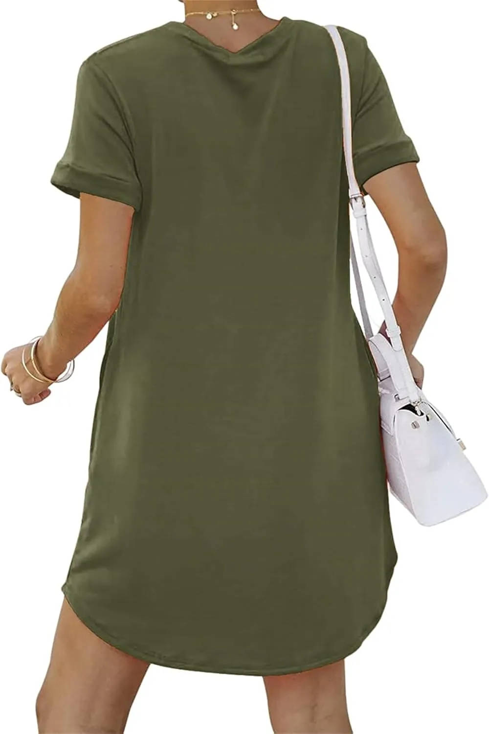 Loose Fit Dresses for Women Summer Short Sleeve Crewneck Tops Dress Casual Workout Dresses with Pocket 2025