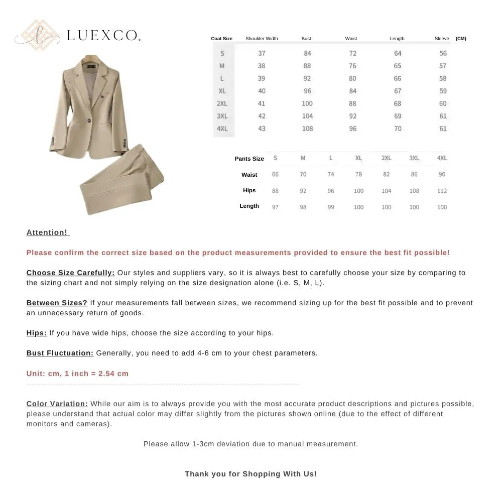 Luexco Women's Formal Suit Set Pants and Jacket