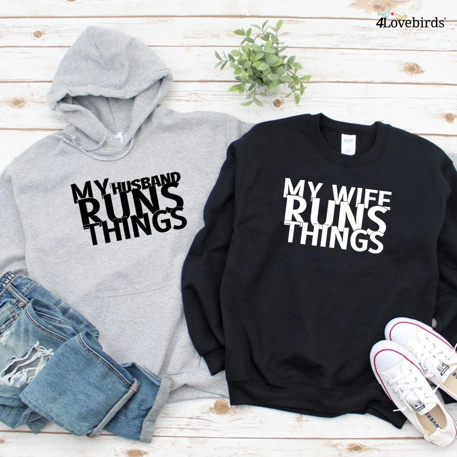 Matching Set: Funny Husband/Wife Hoodie & Sweatshirt - Wedding/Anniv Gift Idea
