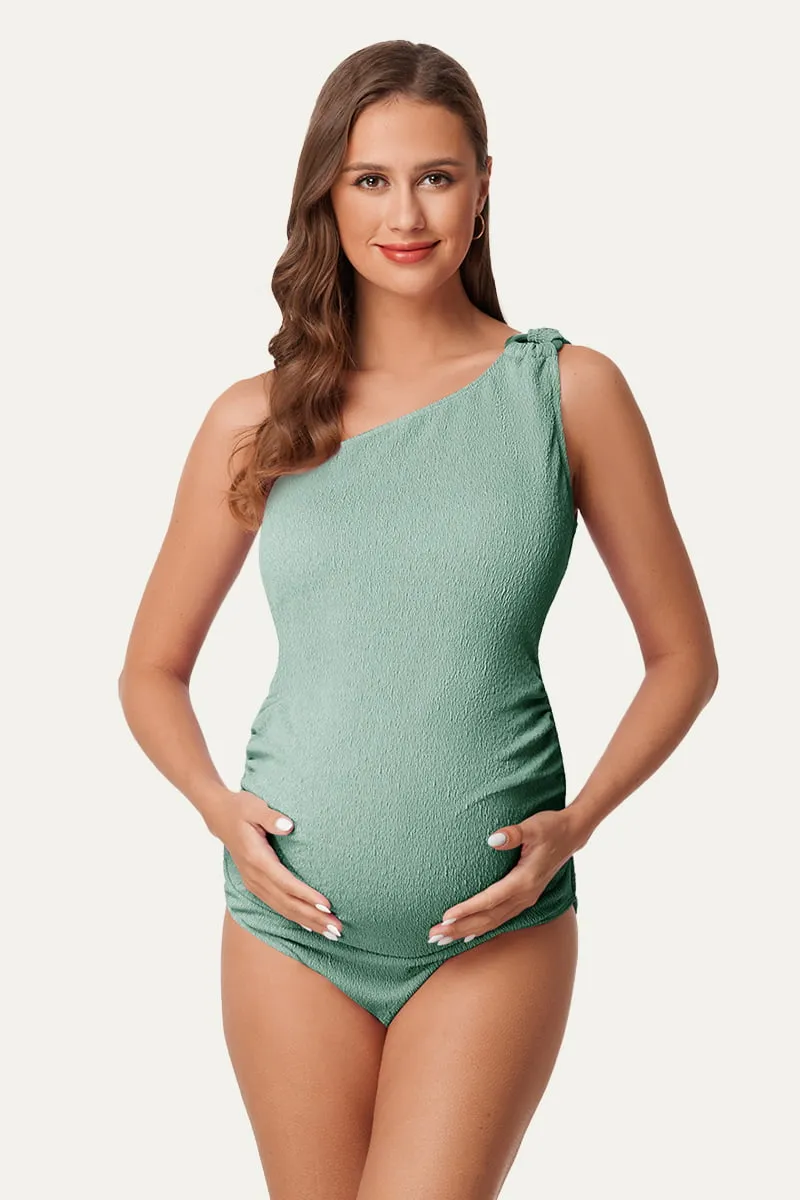 Maternity One Shoulder Ring Linked Swimsuit | One Piece Bathing Suit